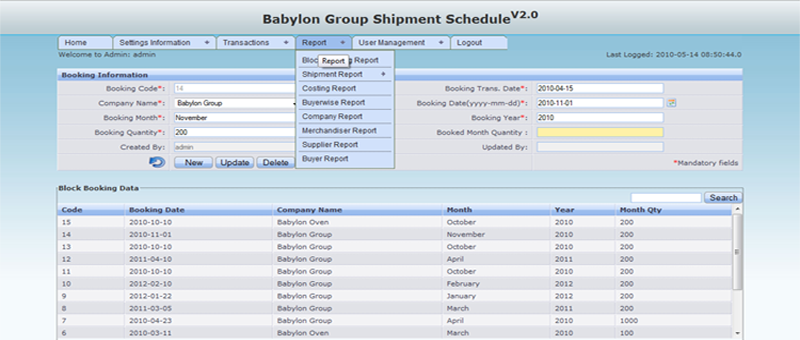 Babylon Group Shipment Schedule